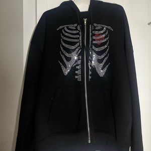 NWOT Skeleton Rhinestone Zip Up Hoodie ❤️‍🔥